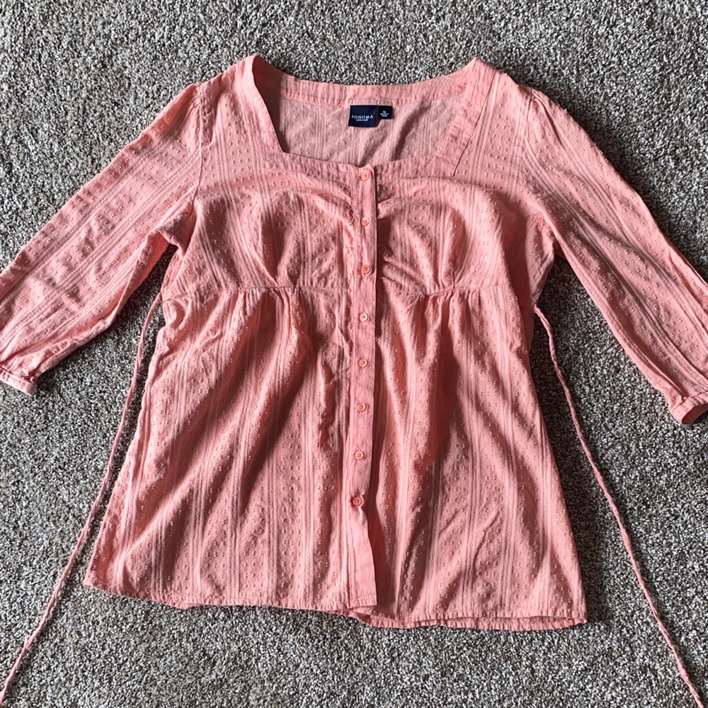 💚 3/$15 Sonoma Peach Button-Up Blouse H